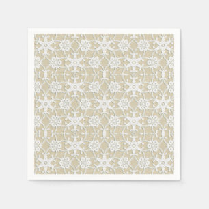 Serviette En Papier Dentelle antique - blanc et beige