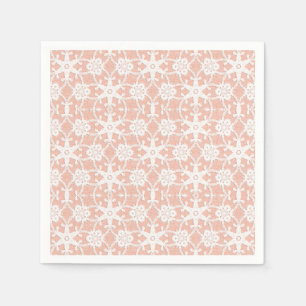 Serviette En Papier Dentelle antique - blanc et pêche