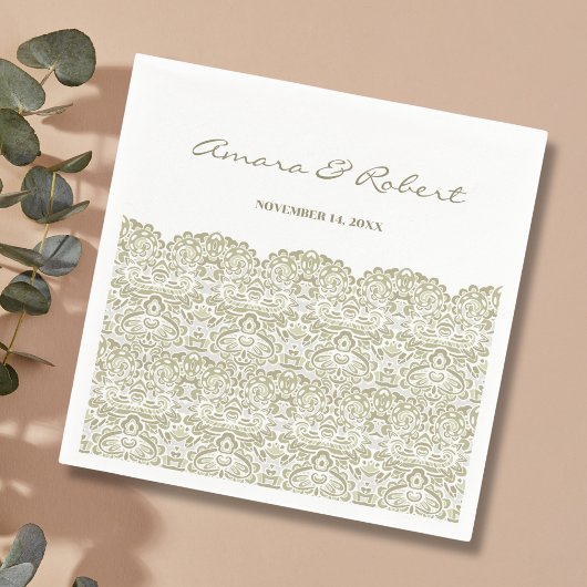 Serviette En Papier Dentelle beige élégante