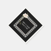 Serviette En Papier Dentelle blanche Anniversaire sur noir (Coin)