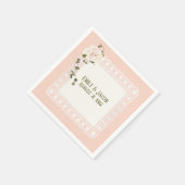 Serviette En Papier Dentelle Blanche Anniversaire Sur Rose Peach (Coin)