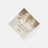 Serviette En Papier Dentelle blanche & coeur sur vieux bois mariage ru (Coin)