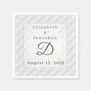 Serviette En Papier Dentelle blanche et cloches Mariages papier Napkin
