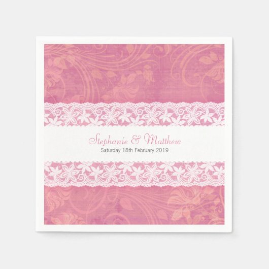 Serviette En Papier Dentelle blanche mariage sur des serviettes en pap (Devant)