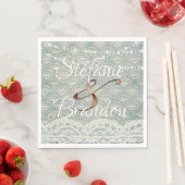 Serviette En Papier Dentelle bleu ardoise (En situation)