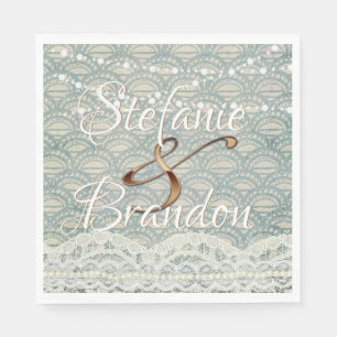Serviette En Papier Dentelle bleu ardoise