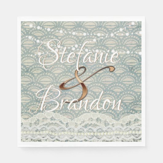 Serviette En Papier Dentelle bleu ardoise (Devant)