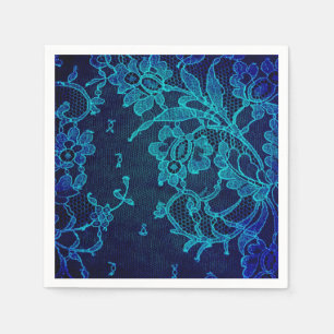 Serviette En Papier Dentelle bleu marine victorienne féminine parisien