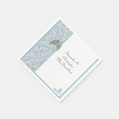 Serviette En Papier Dentelle bleue pastel et blanche mariage tradition (Coin)