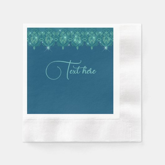 Serviette En Papier dentelle bleue turquoise élégante étincelle (Devant)