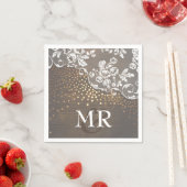 Serviette En Papier Dentelle Bois Or Confetti rustique Pays (En situation)