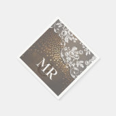 Serviette En Papier Dentelle Bois Or Confetti rustique Pays (Coin)