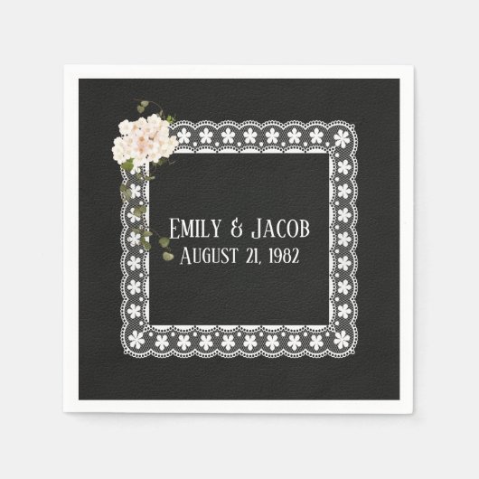 Serviette En Papier Dentelle carré En Cuir Noir (Devant)