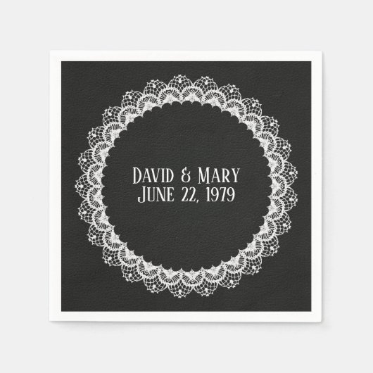 Serviette En Papier Dentelle Cercle En Cuir Noir (Devant)