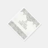 Serviette En Papier Dentelle d'argent du 25e anniversaire sur blanc (Coin)