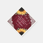 Serviette En Papier Dentelle de bois rustique tournesol Bourgogne Mari (Coin)