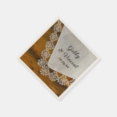 Serviette En Papier Dentelle de campagne et Mariage en bois de grange (Coin)