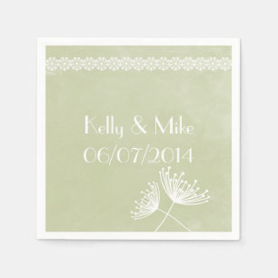 Serviette En Papier Dentelle de Sage et serviettes de Mariage Floral