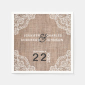 Serviette En Papier Dentelle de tissu de Burlap rustique | Serviettes (Devant)