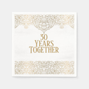 Serviette En Papier Dentelle d'or du 30e anniversaire sur des serviett