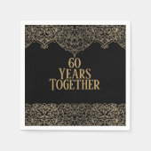 Serviette En Papier Dentelle d'or du 60e anniversaire sur des serviett (Devant)