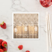 Serviette En Papier Dentelle en bois rustique et Mariage Mason Jar écl (En situation)