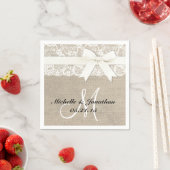 Serviette En Papier Dentelle et Burlap Mariage rustique Napkin blanc (En situation)