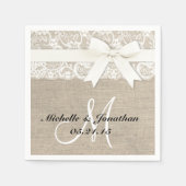 Serviette En Papier Dentelle et Burlap Mariage rustique Napkin blanc (Devant)