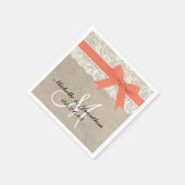 Serviette En Papier Dentelle et Burlap Mariage rustique Napkin Coral (Coin)