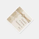 Serviette En Papier Dentelle, fleur de ruban et mariage de burlap (Coin)