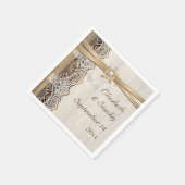 Serviette En Papier Dentelle, fleur de ruban sur mariage de bois (Coin)