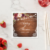 Serviette En Papier Dentelle fleurie Rustique Mariage (En situation)