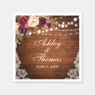 Serviette En Papier Dentelle fleurie Rustique Mariage