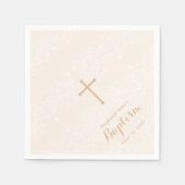 Serviette En Papier Dentelle florale Baptême rose pâle (Devant)