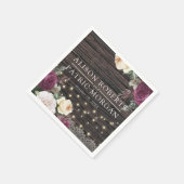 Serviette En Papier Dentelle florale Mariage en bois rustique (Coin)