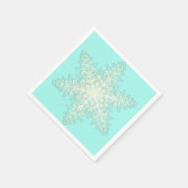 Serviette En Papier Dentelle glacée Snowflake hiver blanc et turquoise (Coin)