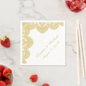 Serviette En Papier Dentelle Gold Faux sur Mariage blanc (En situation)