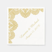 Serviette En Papier Dentelle Gold Faux sur Mariage blanc (Devant)