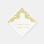 Serviette En Papier Dentelle Gold Faux sur Mariage blanc (Coin)