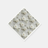 Serviette En Papier Dentelle nuptiale et roses blanches (Coin)