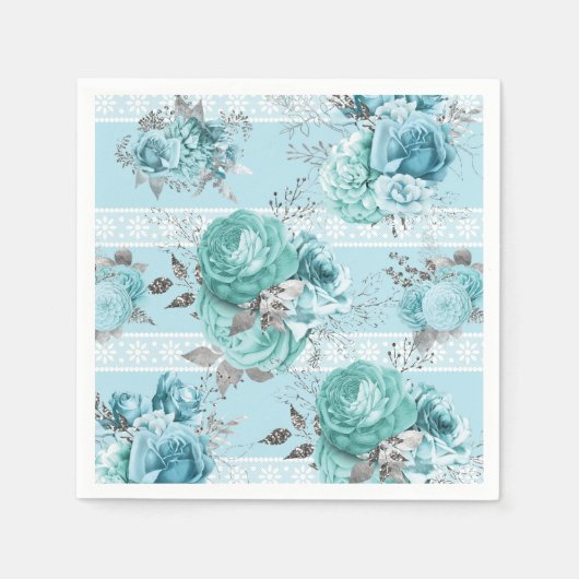 Serviette En Papier Dentelle Rose bleue (Devant)