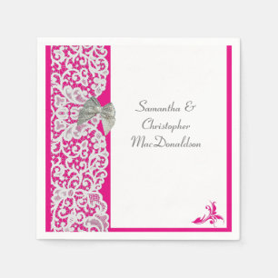 Serviette En Papier dentelle rose et blanc clair mariage traditionnel