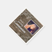 Serviette En Papier Dentelle rustique en bois Première sainte communio (Coin)