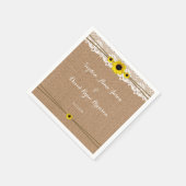 Serviette En Papier Dentelle rustique, Fleurs Solaires, Mariage Burlap (Coin)