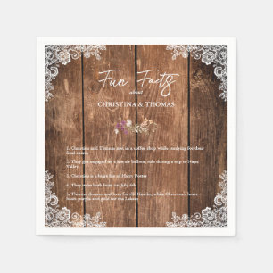 Serviette En Papier Dentelle rustique Fun Facts Barre Mariage