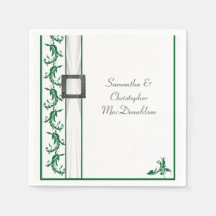 Serviette En Papier Dentelle verte et blanche mariage traditionnelle