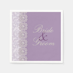 Serviette En Papier Dentelles et perles Lavande de mariage personnalis