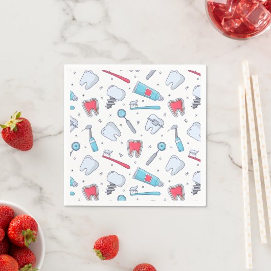 Serviette En Papier Dents et outils Motif dentaire (En situation)