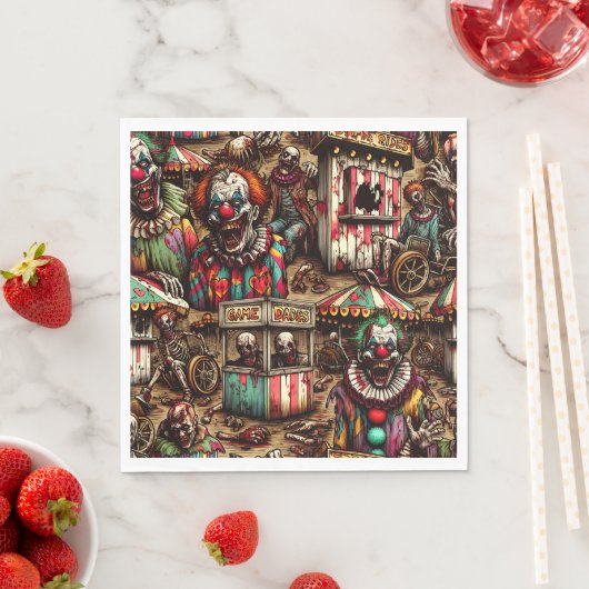 Serviette En Papier Déplaisant Clown Carnaval Zombie Halloween (En situation)