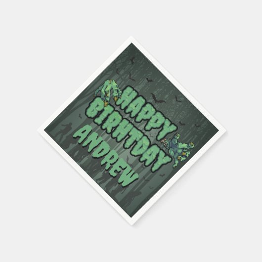 Serviette En Papier Déplaisant Dark Green Zombie joyeuse fête d'annive (Coin)